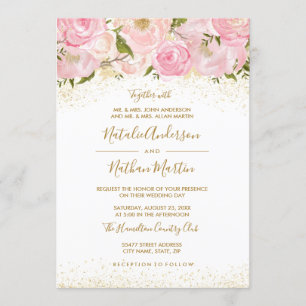 Rosa-Gold-Sparkle-Rose Einladung zur Hochzeit