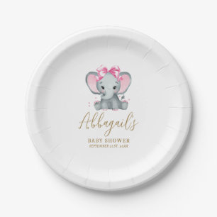 Rosa Gold süßer Elefant Elegante Babyparty Pappteller