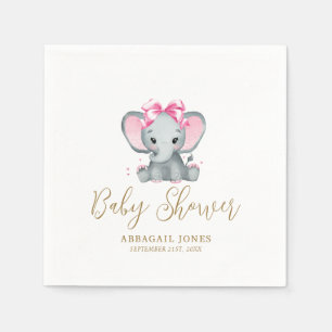 Rosa Gold süßer Elefant Elegante Babyparty Serviette