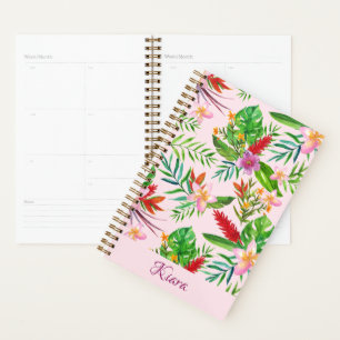 Rosa Gold Tropical Florals Monstera Name Planer