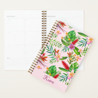 Rosa Gold Tropical Florals Monstera Name Planer