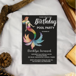Rosa Gold Türkis Meerjungfrauenschwanz Poolparty Postkarte