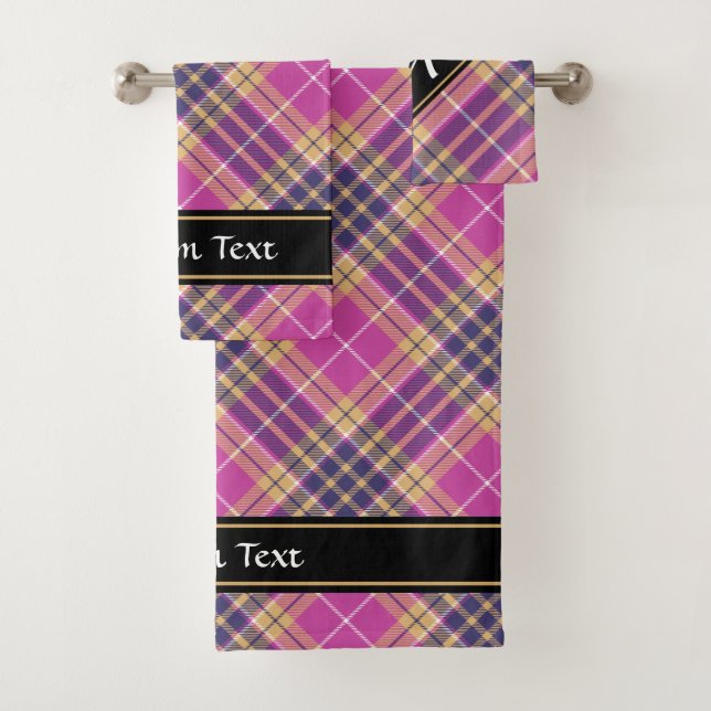 Rosa, Gold und Blauer Tartan Badhandtuch Set (Insitu)