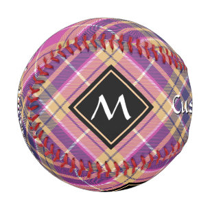Rosa, Gold und Blauer Tartan Baseball