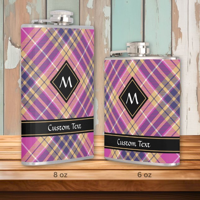 Rosa, Gold und Blauer Tartan Flachmann (Von Creator hochgeladen)