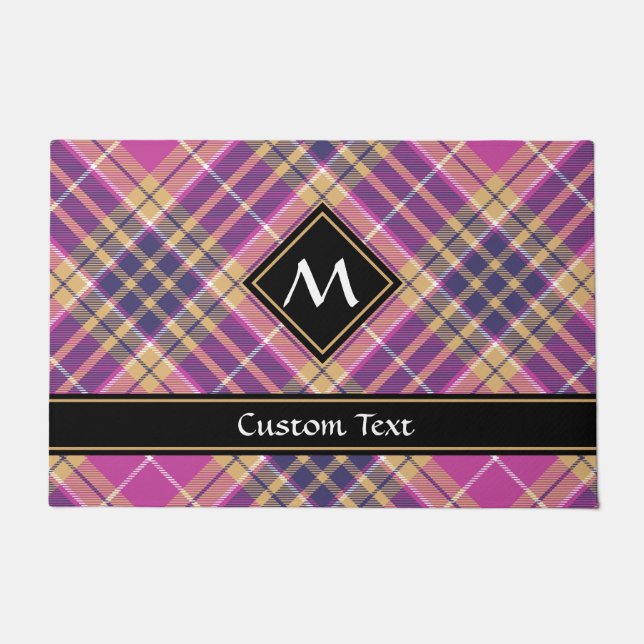 Rosa, Gold und Blauer Tartan Fußmatte (Vorderseite)