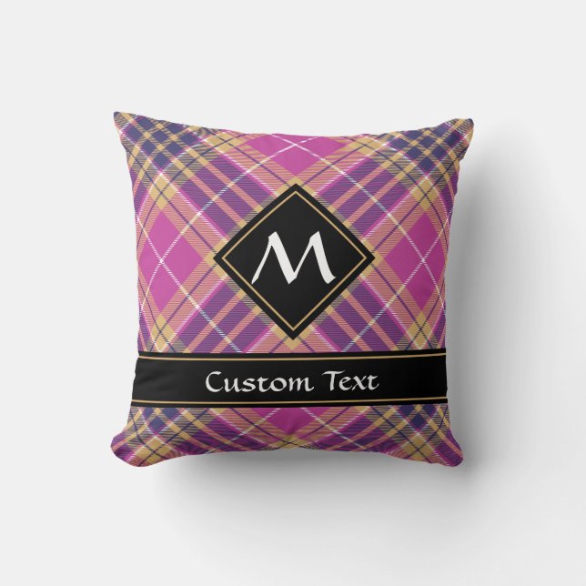 Rosa, Gold und Blauer Tartan Kissen (Vorderseite)