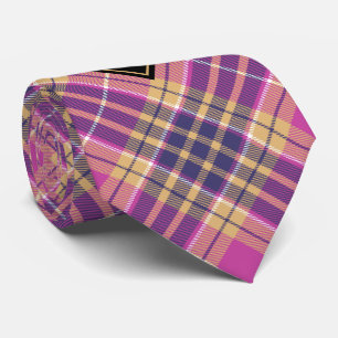 Rosa, Gold und Blauer Tartan Krawatte