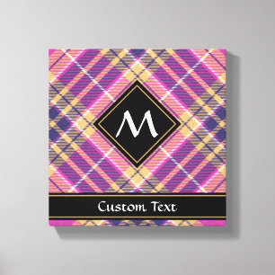 Rosa, Gold und Blauer Tartan Leinwanddruck