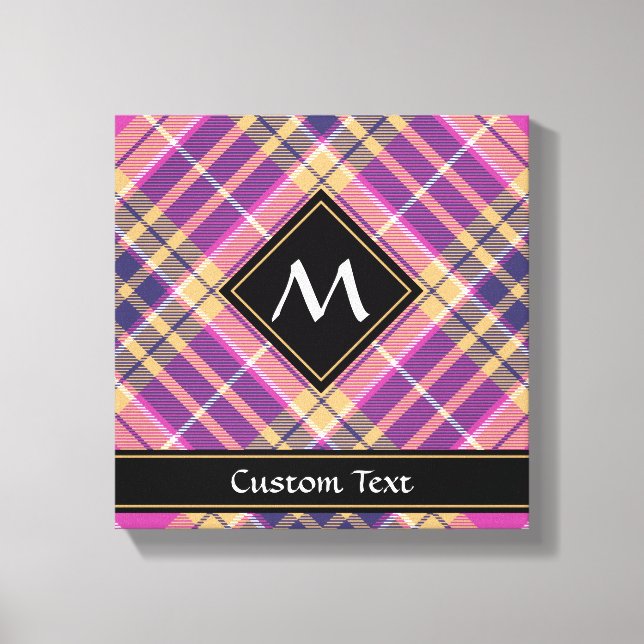 Rosa, Gold und Blauer Tartan Leinwanddruck (Vorderseite)