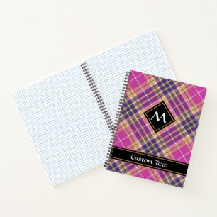 Rosa, Gold und Blauer Tartan Notizbuch