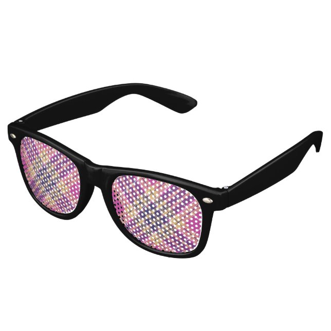 Rosa, Gold und Blauer Tartan Partybrille (Schrägansicht)