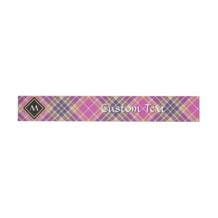 Rosa, Gold und Blauer Tartan Rundum-Adressaufkleber