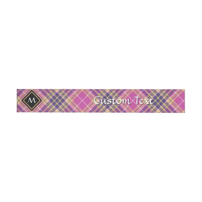 Rosa, Gold und Blauer Tartan Rundum-Adressaufkleber (Person)