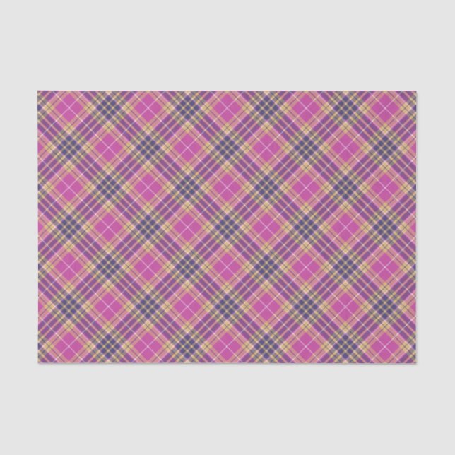 Rosa, Gold und Blauer Tartan Seidenpapier (Vorderseite)