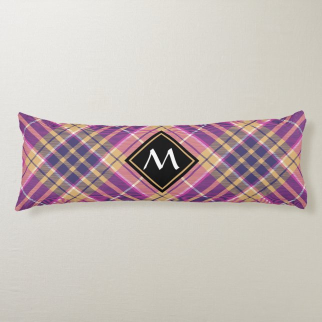 Rosa, Gold und Blauer Tartan Seitenschläferkissen (Vorderseite)