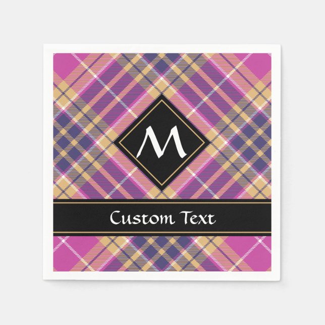 Rosa, Gold und Blauer Tartan Serviette (Vorderseite)