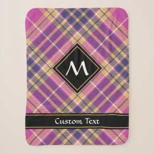 Rosa, Gold und Blauer Tartan Sherpadecke