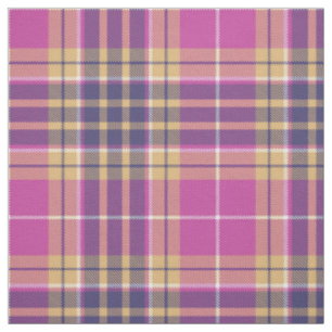Rosa, Gold und Blauer Tartan Stoff