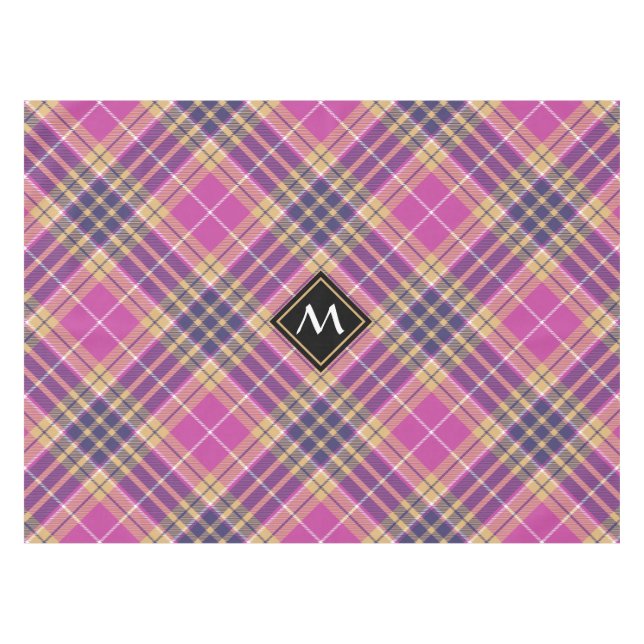 Rosa, Gold und Blauer Tartan Tischdecke (Vorderseite (Horizontal))