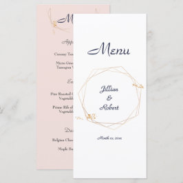 Rosa, Gold und Marine, Hochzeit Menükarte