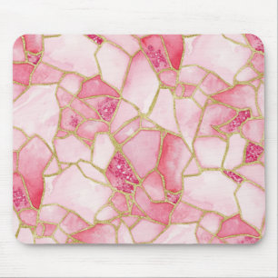 Rosa Gold-Wasserfarbe-Seeglas-Mosaikmuster Mousepad