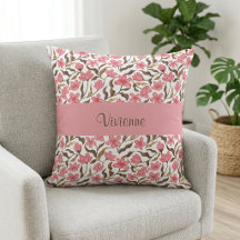 Rosa Gold Wasserfarbe Wildblumen Monogramm Name