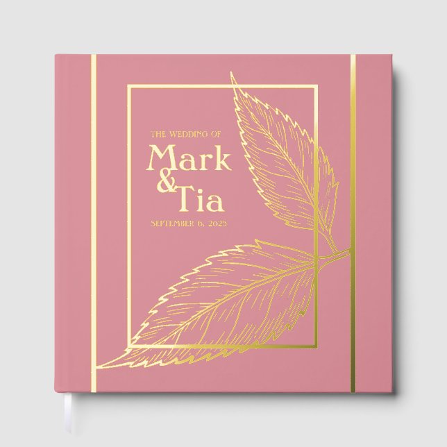 Rosa Gold Wedding Foil Gästebuch (Vorderseite)