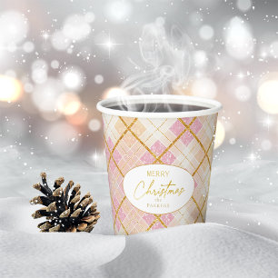 Rosa Gold Weihnachtsmuster#28 ID1009 Pappbecher