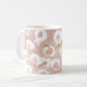 Rosa Gold Weiß XOXO Liebe Kaffeetasse
