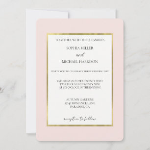 Rosa Gold Weiße Hochzeit Einladung