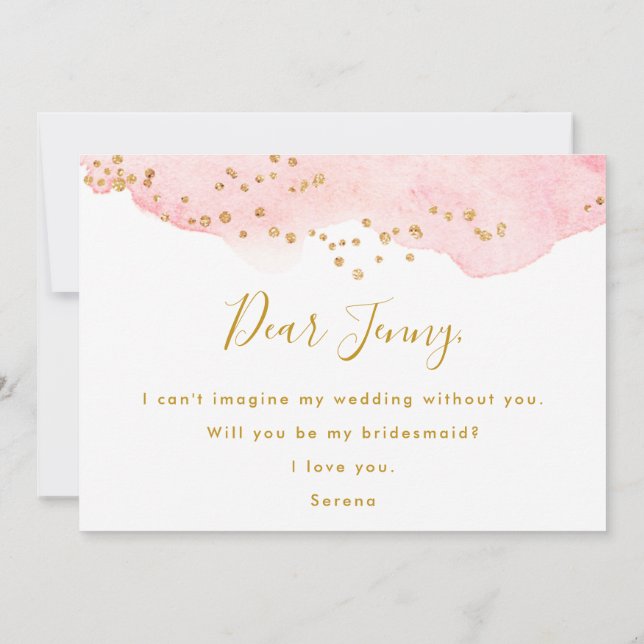 Rosa Gold werden Sie meine Bridesmaid sein (Rückseite)