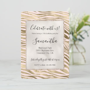Rosa Gold Zebra Tierprint Einladung