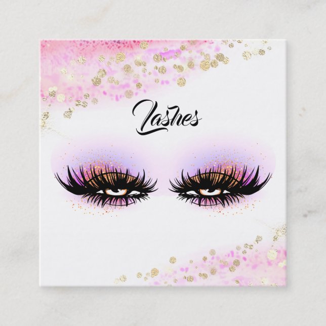 *~* rosa Goldabstrakte PastellGlitzer-Peitschen Quadratische Visitenkarte (Vorderseite)