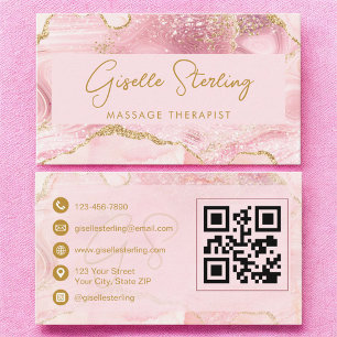 Rosa Goldachat-Massagetherapeutin QR Code Visitenkarte