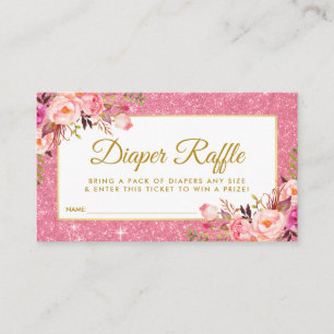 Rosa GoldBabyparty-Windelraffle-Karten-Karte GP Begleitkarte