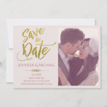 Rosa Goldblatt Foto Save-the-Date-Karte