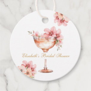 Rosa Goldblätter und Prosecco Cocktail Geschenkanhänger