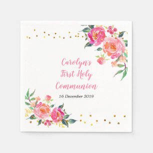 Rosa Goldblumencocktail-Papierservietten Serviette