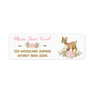 Rosa Goldblumenrotwild-Babyparty-Adressen-Etikett