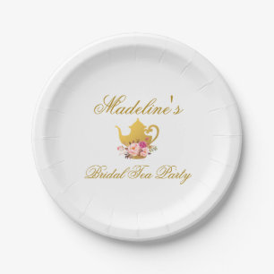 Rosa GoldBrautparty-Tee-mit BlumenParty Pappteller