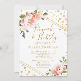 Rosa Goldbrunch & Bubbly Brautparty Einladung