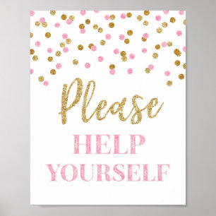 Rosa GoldConfetti helfen sich bitte zu Poster