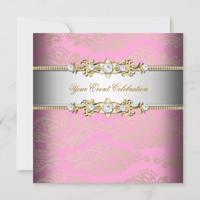 Rosa Goldcreme besticht durch elegantes Party Einladung (Vorderseite)