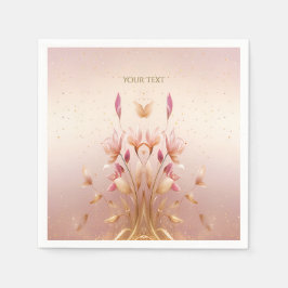Rosa Golden Blätter Floral Napkins Serviette