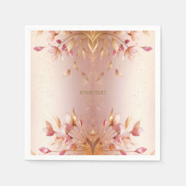 Rosa Golden Blätter Floral Napkins Serviette