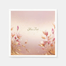 Rosa Golden Blätter Floral Napkins Serviette