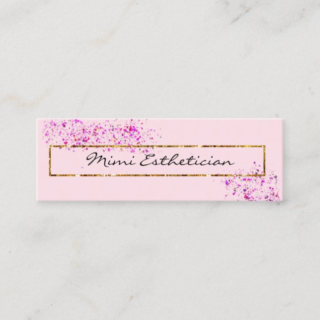 Rosa Golden Frame Confetti Berufliche Schönheit Mini Visitenkarte (Vorderseite)