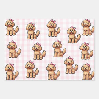 Rosa Goldendoodle Wrapping Paper Geschenkpapier Set