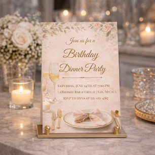 Rosa Goldene Abendparty-Einladung Einladung